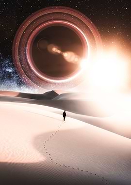 Rings Planet in Desert