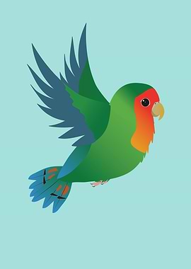 Flying green lovebird