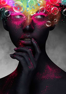 Surreal Black Afro Woman