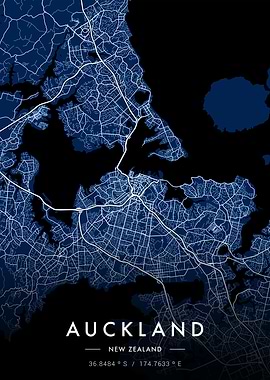 Auckland City Map Blue