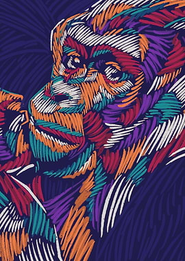 Gorilla colorful popart