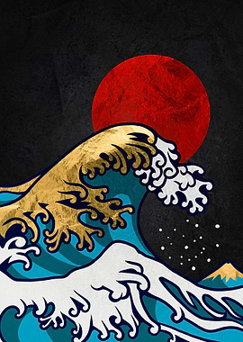Golden Great Wave Kanagawa