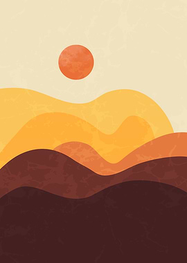 Red Sun and Mountain Art 2
