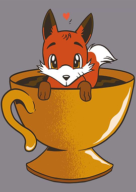 Fox in the cup of Coffee