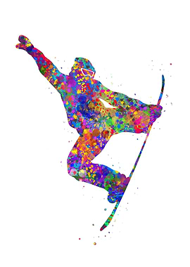 Snowboarding watercolor