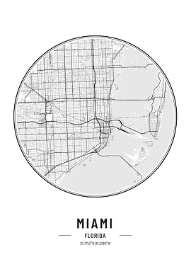 Miami Florida usa map