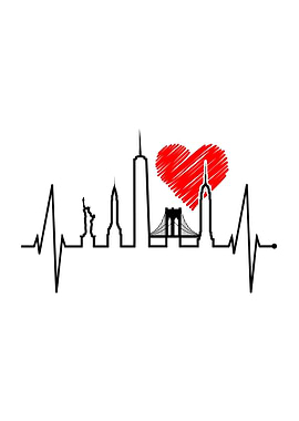 New York Skyline Heartbeat