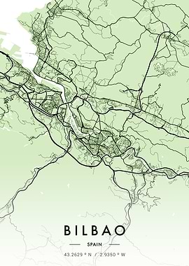 Bilbao City Map Green