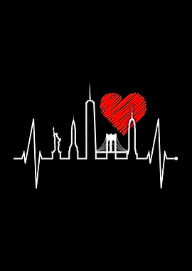 New York Skyline Heartbeat