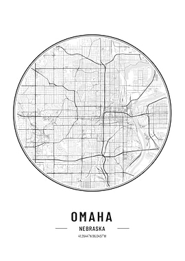 Omeha Nebraska USA map