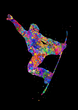 Snowboarding watercolor