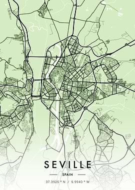 Seville City Map Green
