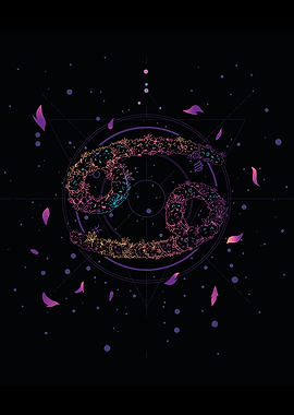 CANCER FLORAL ZODIAC SIGN