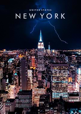New York City Night' Poster, picture, metal print, paint by