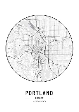 Portland Oregon USA map