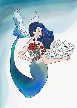 Rocker mermaid save ocean