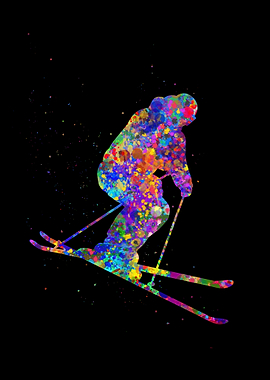 Ski watercolor
