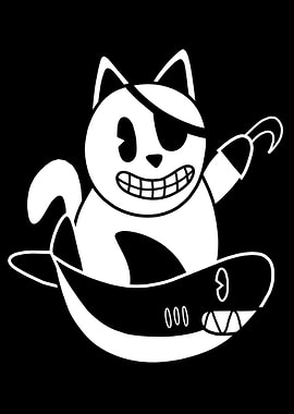 Pirate Cat Rides Shark