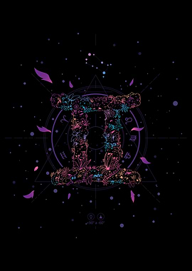 GEMINI FLORAL ZODIAC SIGN