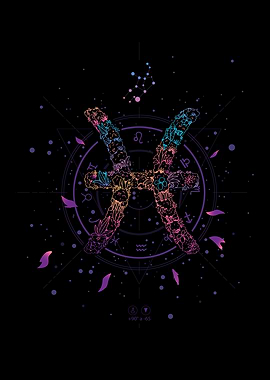 PISCES FLORAL ZODIAC SIGN