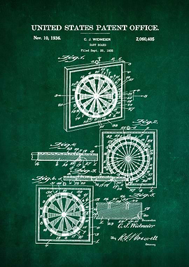 34 Dart Board Patent 1936