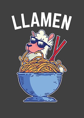 Funny Llama Llamen Ramen