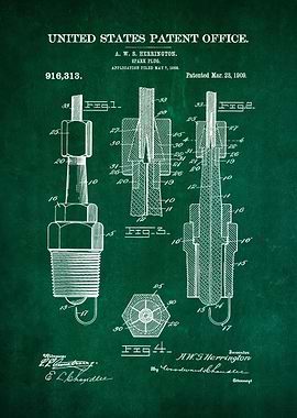 28 1909 Spark Plug Patent