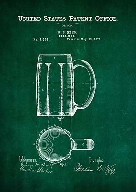 45 Beer Mug Patent 1876