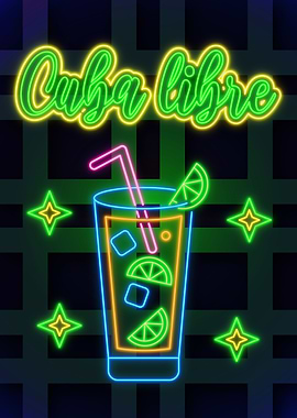 Cuba Libre Neon Poster