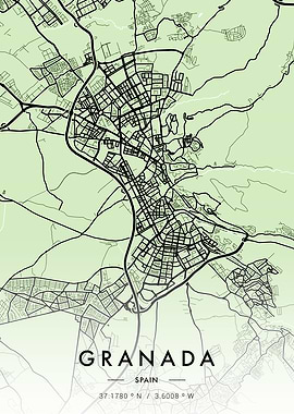 Granada City Map Green