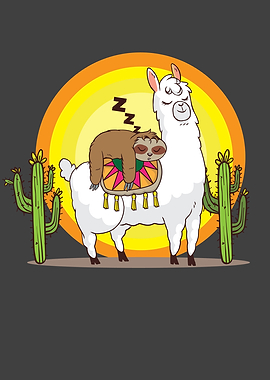 Sloth Riding Llama Heart