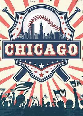 Chicago Baseball Skyline
