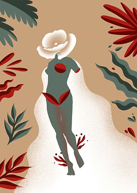 Woman Flower Rose abstract