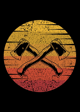 Axe Throwing Retro Sunset
