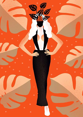 Woman with Leaves abstract