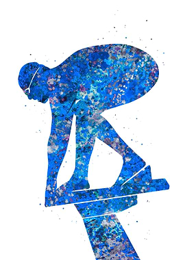 Swimmer male blue art