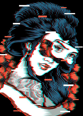 Geisha Vaporwave Glitch