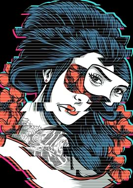 Geisha Vaporwave Glitch