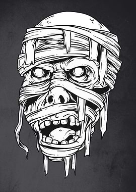 Mummy face in bandages