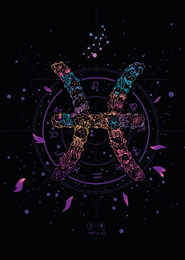 PISCES FLORAL ZODIAC SIGN