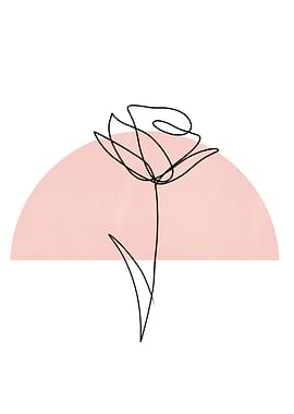 One Line Rose Wall Art