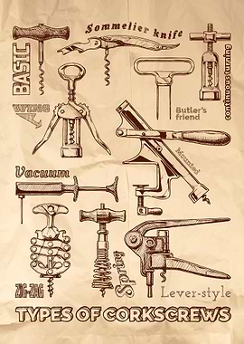 Types of corkscrews brown