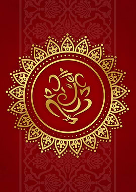 Hindu Ganesh Red Gold