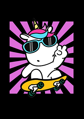 Skateboarding Unicorn Cute