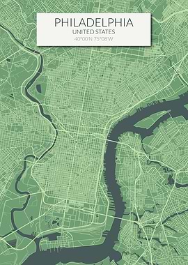 Philadelphia Map Green