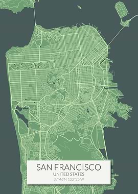 San Francisco Map Green