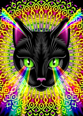 Cat Mandala Rainbow Colors