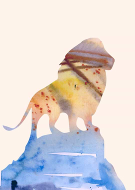 Mighty Lion in Watercolors