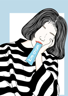 Fashion Girl Eating ice