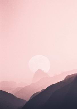 moon pink mountain stone